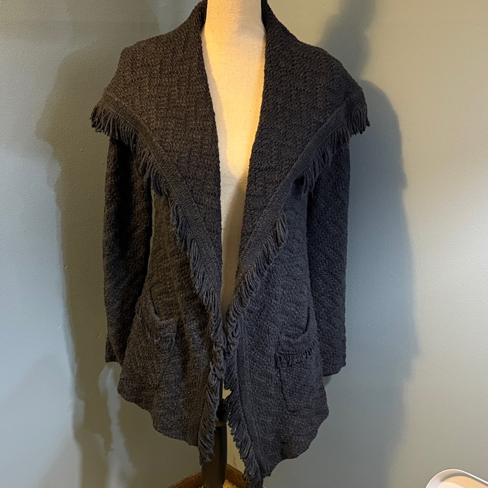 Angel Of The North Charcoal Fringe Cardigan